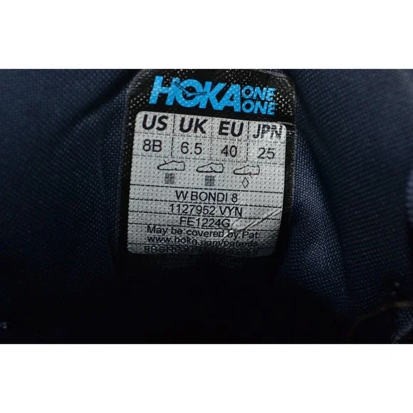 Hoka One One Bondi 8 Womens 8 B Running Shoes Gym Varsity Navy White 1127952-VYN - Picture 16 of 16
